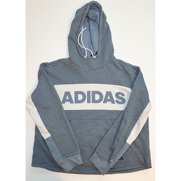 Adidas Post Game Fleece Pullover‎ Hoodie Blue White Women's LARGE - Picture 13 of 13